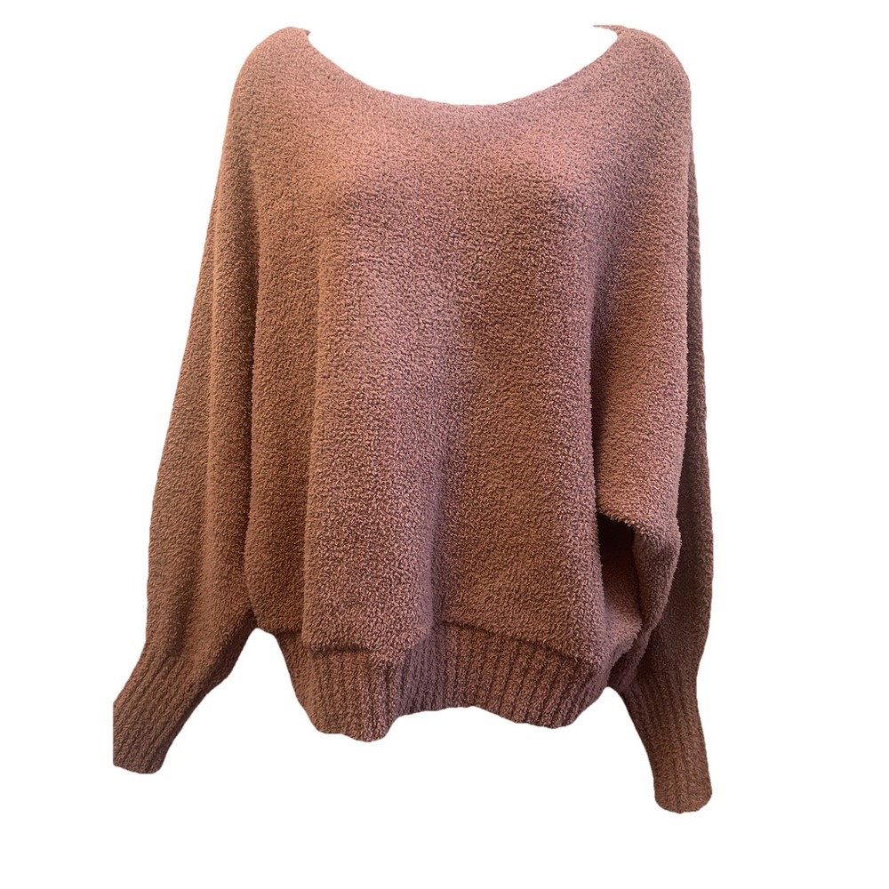 Sincerely Jules Sweater Women's Large Pink Blush Baggy Cozy Fuzzy Dolman Sleeves